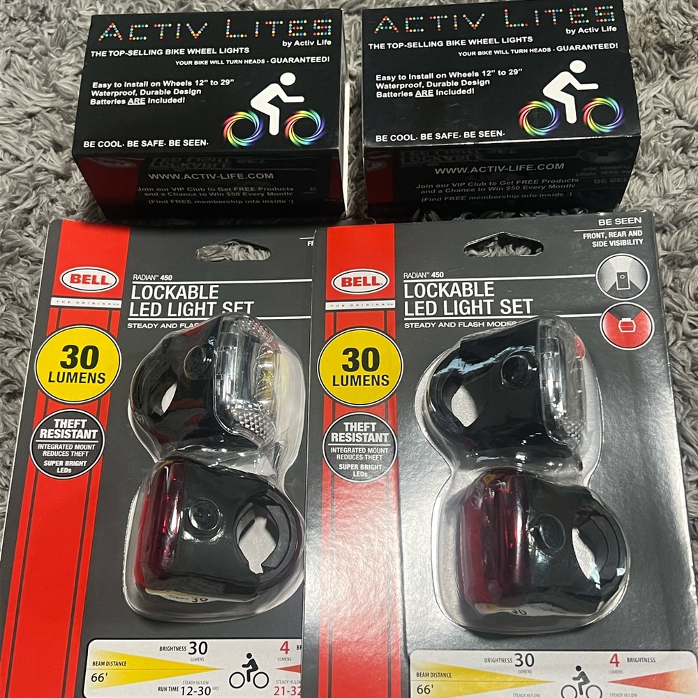 Bell Lockable LED Light Set - Black and Red and Activ Lites wheel lights